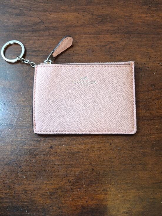 Coach Accessories - Coach Small Pink Pebbled Leather Card Holder with Keyring
